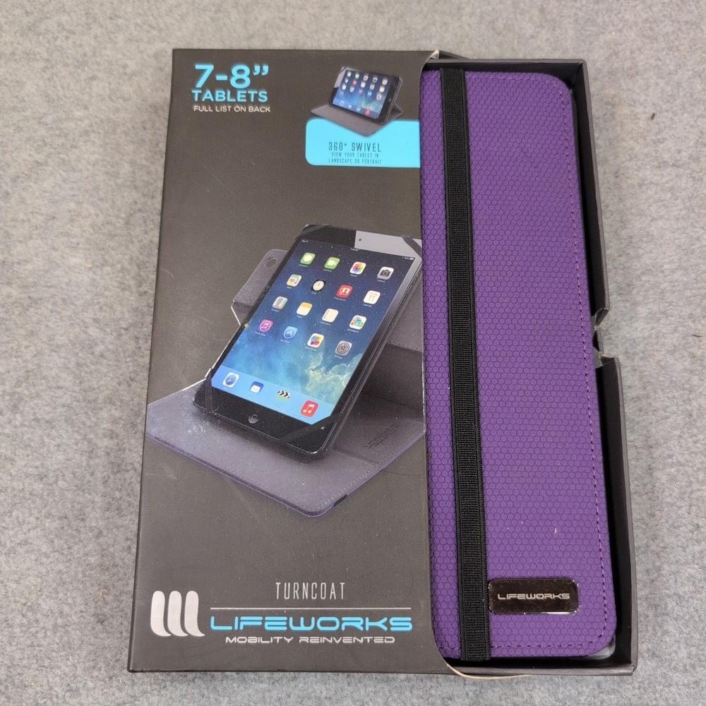 Lifeworks Turncoat Purple Universal 7-8 Inch Tablet Case 360 Swivel LW-T2010BU